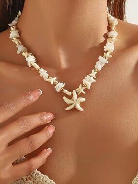 Western Bohemian Style Starfish Irregular Natural Stone White Crushed Stone Bead